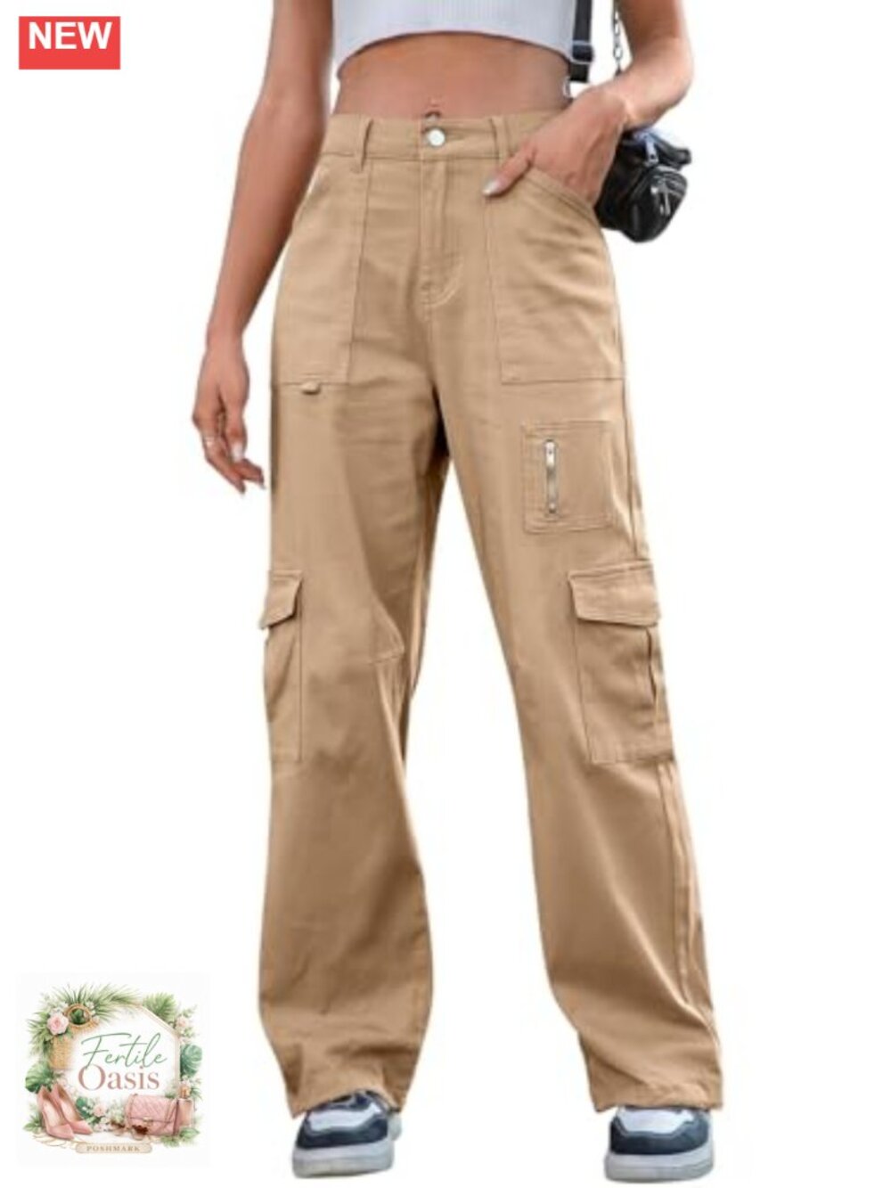 High Waist Wide Leg Cargo Pants for Women 7 Pockets Baggy Y2K